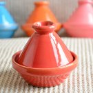 Red Handpainted Ceramic Tagine - Lead-Free Moroccan Spice Holder Minimalist Gift