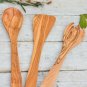 Olive Wood Utensil Set - Spatula Spoon Spork for Cooking Gifts