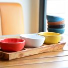 Handcrafted Wood Tray Set with 3 Vibrant Clay Bowls - Unique Christmas Gift Handcrafted Wood Tray Set with 3 Vibrant Clay Bowls - Unique Christmas Gift