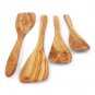 Olive Wood Spatula Set - Wooden Kitchen Utensils Serving Tools