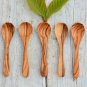 Olive Wood Coffee Sugar Spoon Set - 5 Small Spoons for Gifts
