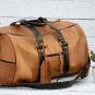 Vintage Leather Duffel Bag - Light Brown Tan with Black Strap Personalized Gift