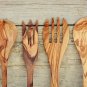 Olive Wood Cooking Utensils - 12-Inch Rustic Spoons for Dining and Gifts