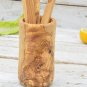 Olive Wood Utensil Holder Set - Rustic Kitchen Gift for Weddings  Christmas