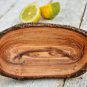 Olive Wood Rustic Oval Bowl - Natural Bark Boat Shaped Kitchen Decor