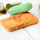 Olive Wood Soap Holder - Rustic Bathroom Soap Dish with 3 Holes