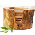 Rustic Wooden Coaster Set with Holder - Natural Edges Wedding Christmas Gift Rustic Wooden Coaster Set with Holder - Natural Edges Wedding Christmas Gift