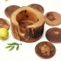 Rustic Wooden Coaster Set with Holder - Natural Edges Wedding  Christmas Gift