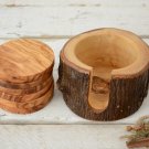 Rustic Olive Wood Coaster Set - Natural Edge Wedding Decor Gift Rustic Olive Wood Coaster Set - Natural Edge Wedding Decor Gift