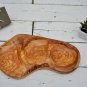 Handcrafted Olive Wood Serving Bowl - Rustic Three-Section Plate Mom Gift