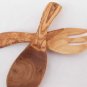 Olive Wood Salad Tongs Set - Wooden Serving Spoons Christmas Gift