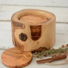 Rustic Wooden Coaster Set - Natural Decor Gift with Holder
