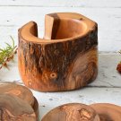 Rustic Wooden Coaster Set with Holder - Natural Edge Kitchen Decor Gift