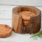 Rustic Wooden Coaster Set with Holder - Natural Edges Wedding Decor Gift