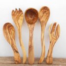 Olive Wood Kitchen Utensil Set - 1 Ladle 2 Salad Servers 2 Mixing Spoons Gift Olive Wood Kitchen Utensil Set - 1 Ladle 2 Salad Servers 2 Mixing Spoons Gift