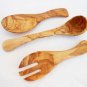 Olive Wood Salad Servers and Ladle Set - Wooden Kitchen Utensils Gift