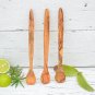 Olive Wood Scoop Set - 3 Mini Spice Spoons with Long Handles