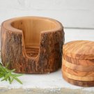 Engraved Rustic Wooden Coaster Set - Wedding Gift with Holder Engraved Rustic Wooden Coaster Set - Wedding Gift with Holder