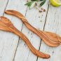 Olive Wood Salad Serving Set - Curved Cooking Utensils Gift Idea