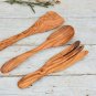 Olive Wood Utensil Set - 98 Spoon Fork  Spatula for Weddings  Christmas Gifts