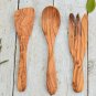 Olive Wood Utensil Set - 98 Spoon Fork  Spatula for Weddings  Christmas Gifts
