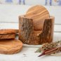 Rustic Wooden Coaster Set - Handcarved Coasters with Holder Great Wedding