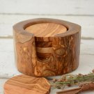 Rustic Wooden Coaster Set - Natural Edge Coasters with Holder Housewarming Gift