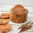 Rustic Wooden Coaster Set - Handcarved Natural Edges with Holder Rustic Wooden Coaster Set - Handcarved Natural Edges with Holder