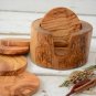 Rustic Wooden Coaster Set - Handcarved Natural Edges with Holder