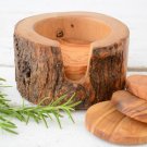 Rustic Wooden Coaster Set - Natural Edge Decor with Holder