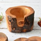 Rustic Wooden Coaster Set with Holder - Natural Edges Wedding Gift Rustic Wooden Coaster Set with Holder - Natural Edges Wedding Gift