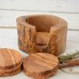 Rustic Wooden Coaster Set - Natural Edge Wedding Decor with Holder
