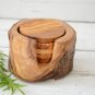 Rustic Wooden Coaster Set - Handmade Natural Edge Coasters with Holder