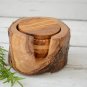 Rustic Wooden Coaster Set - Handmade Natural Edge Coasters with Holder