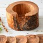 Rustic Wooden Coaster Set with Holder - Natural Edges Wedding Decor