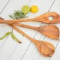 Olive Wood Spoon Set - Ergonomic Kitchen Serving Spoons Rustic Gift Decor
