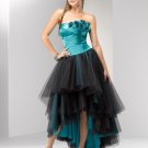 Floral Detail Accents Tulle A-Line High-Low Cheap Prom Dresses