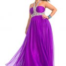 Beaded V Neck Sweetheart Purple Plus Size Prom Dresses