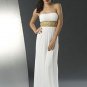 White Satin Chiffon Sexy Prom Dresses