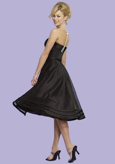 strapless tea length cocktail dress