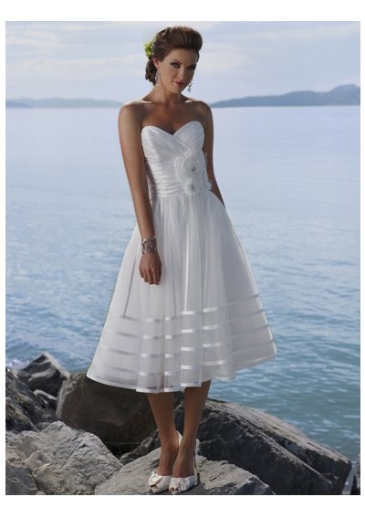 A-Line Straples Knee Length Beach Wedding Dresses