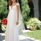 White V-neck Waist simple wedding dresses