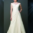 Cheap V-neck Off-the-shoulder floor length simple wedding dresses