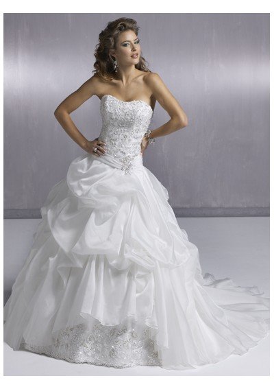 flowery strapless wedding dresses