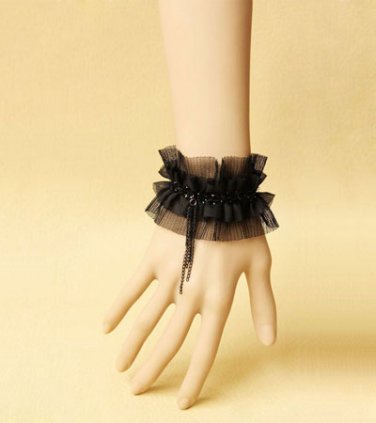 Bride black lace bracelet