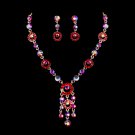 Silver white rhinestone bride necklace and earrings