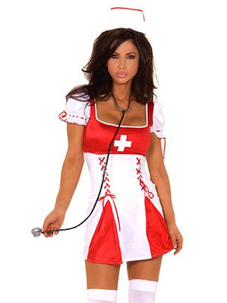 Sexy White And Red Womens Nurse Costume.