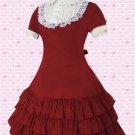Cotton Red Short Sleeves Ruffles Classic Lolita Dress