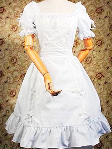 Cotton White Ruffles Short Sleeves Gothic Lolita Dress