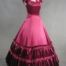 Renaissance Victorian Red Satin Classic Lolita Long Dress and Ch